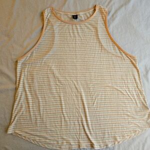 REI Retro Stripe 3X Racerback Tank Top Beige, Tan and Sage Stripe
